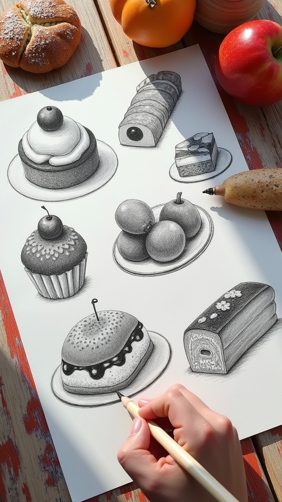 delicious dessert pencil art