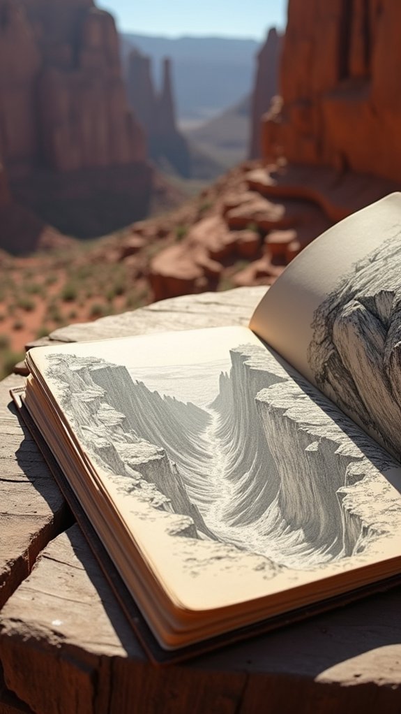 desert canyon sketching techniques