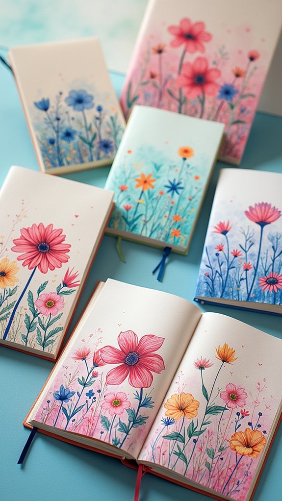 doodle flowers with watercolor