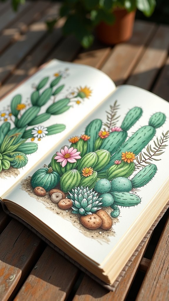 doodle vibrant succulent illustrations