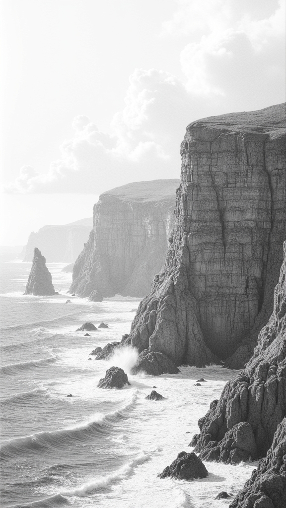 dramatic cliffs and ocean