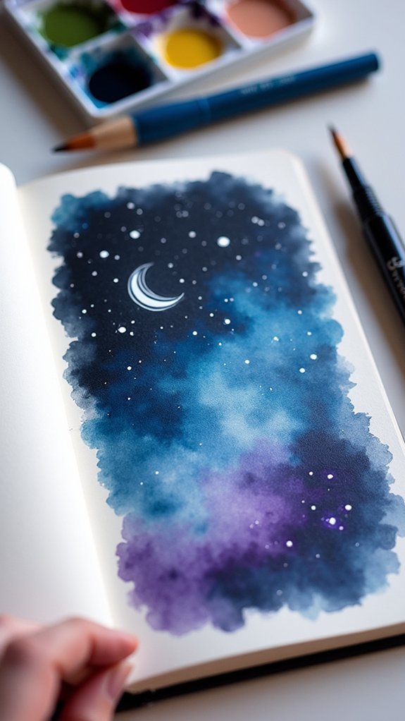 dreamy watercolor night sky