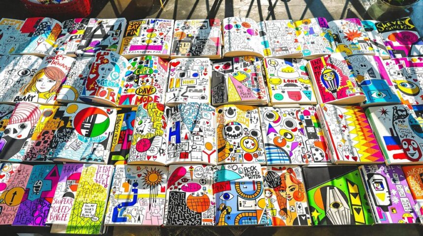 dynamic sketchbook spread ideas