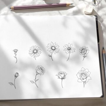 easy pencil flower drawings