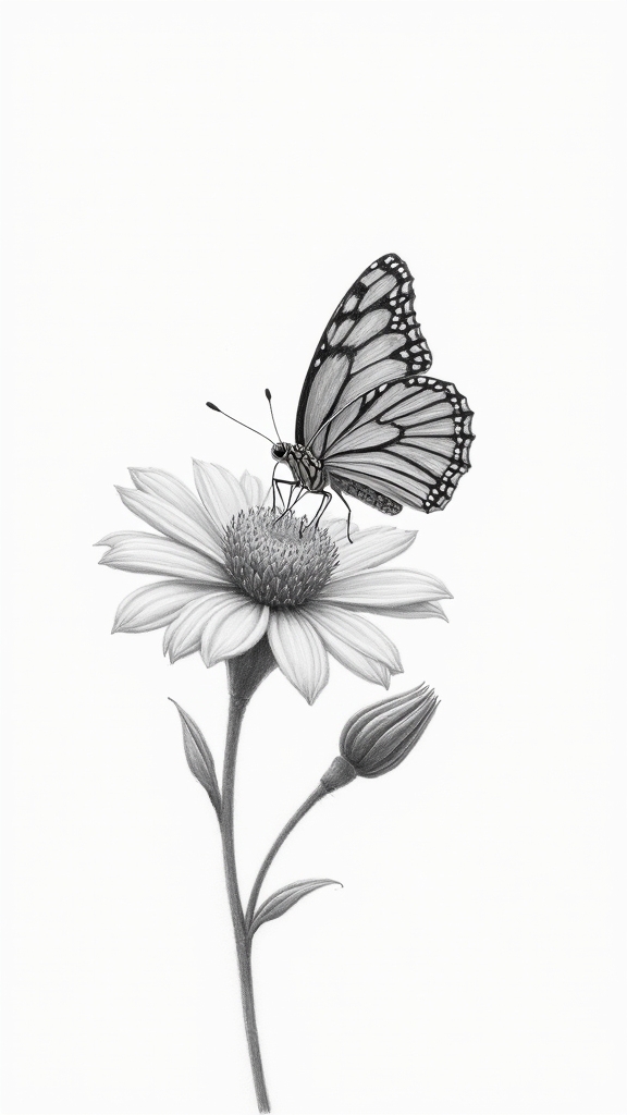 elegant nature inspired pencil art