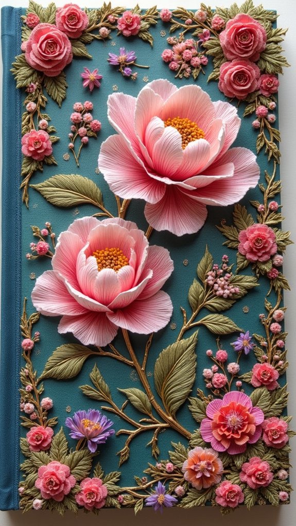 embroidered sketchbook cover design