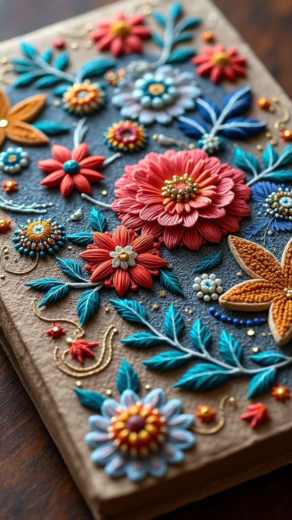 embroidered texture for sketchbooks