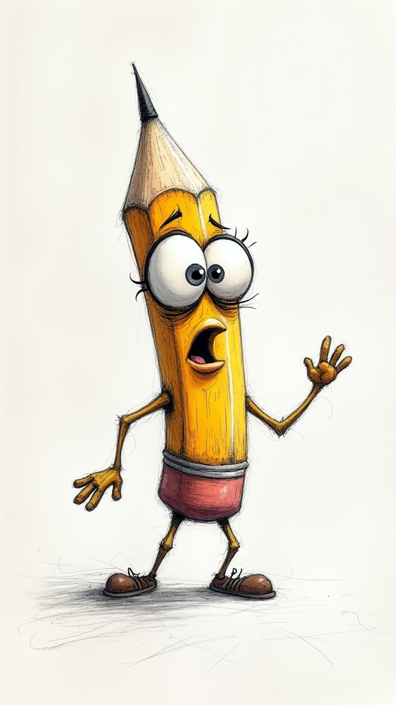 exaggerated shocked pencil expression