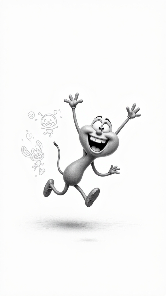 excited pencil leaps joyfully