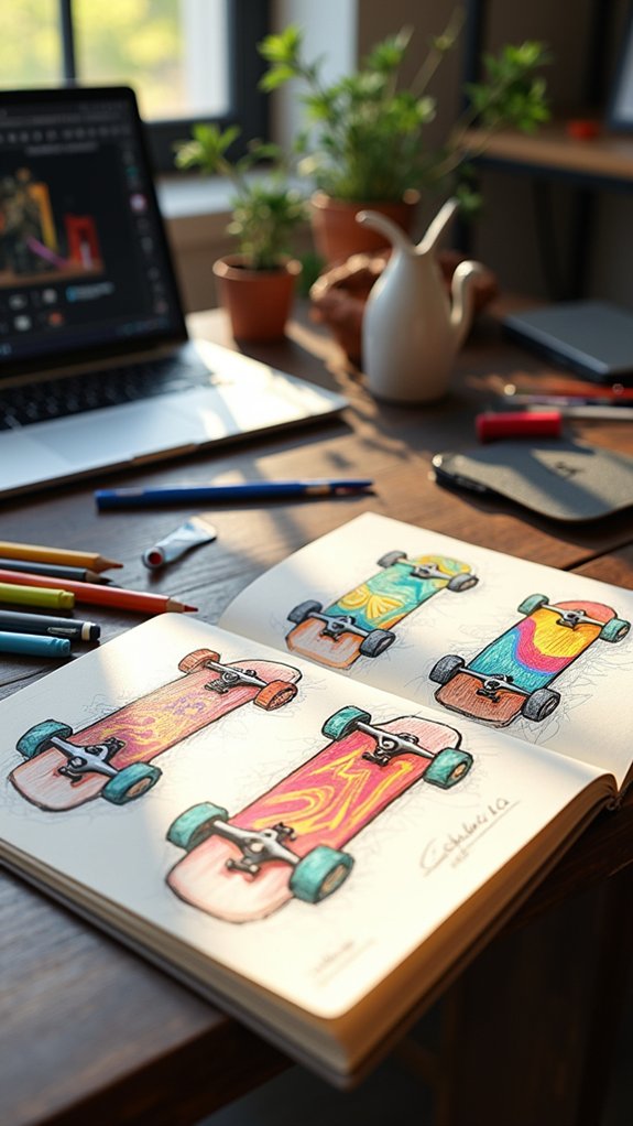 expressive custom skateboard artwork