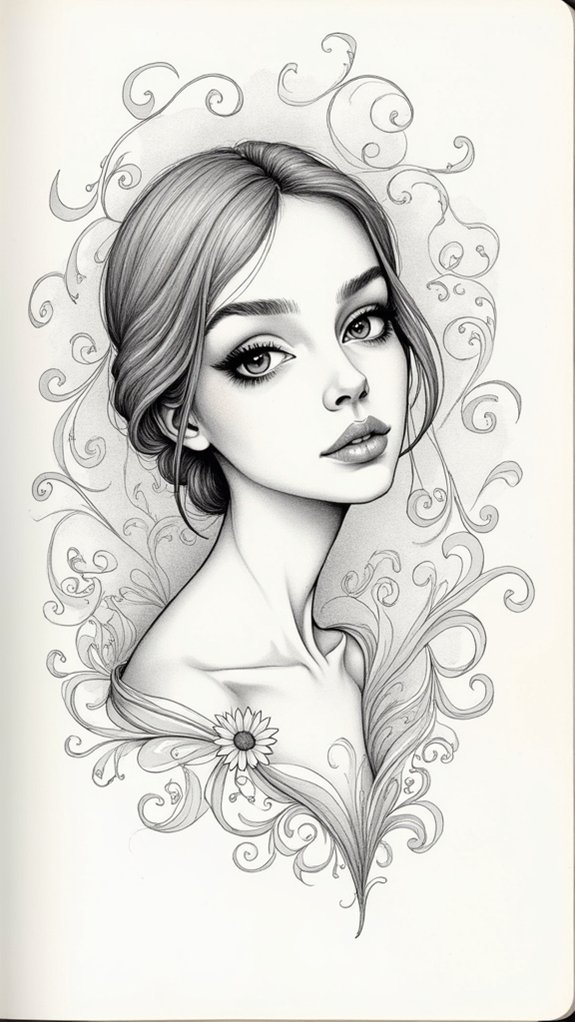 expressive line art portraits