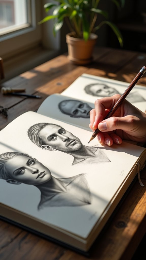 expressive portrait drawing practice