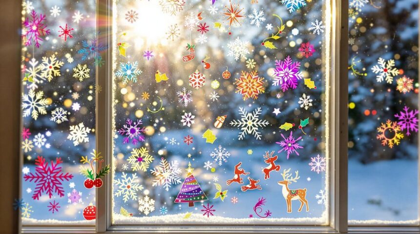festive posca window art