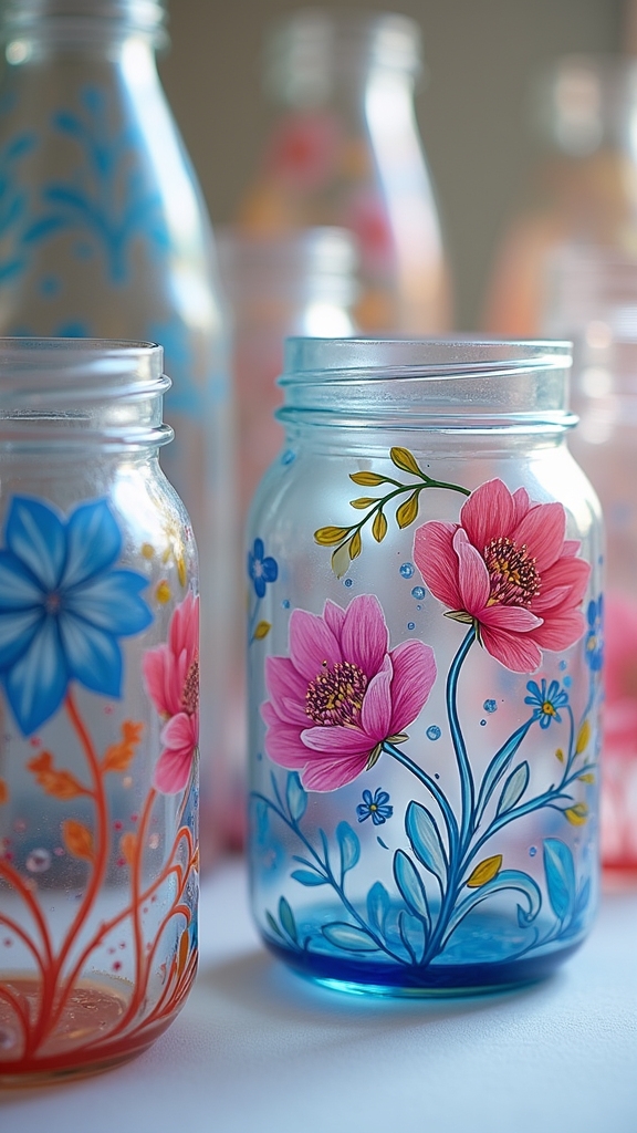 floral designs on jars