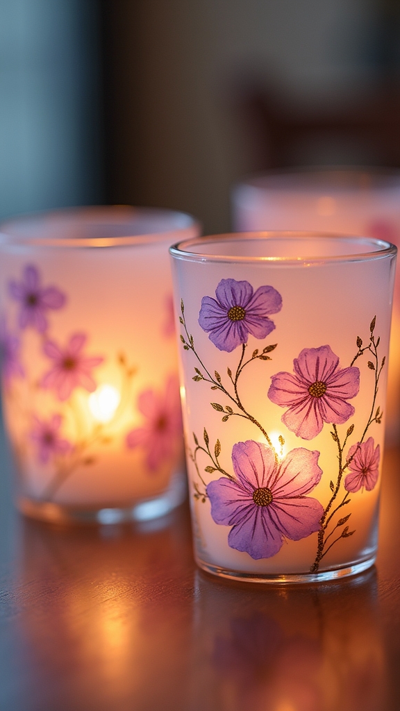 floral glass votive decoration