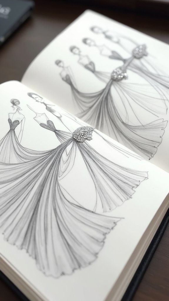 flowing gown sketch details