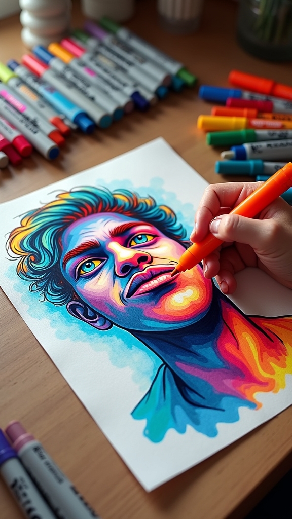 funky layered color portraits