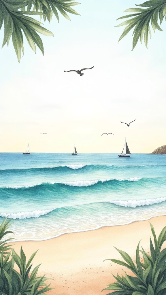 gentle waves glowing sky