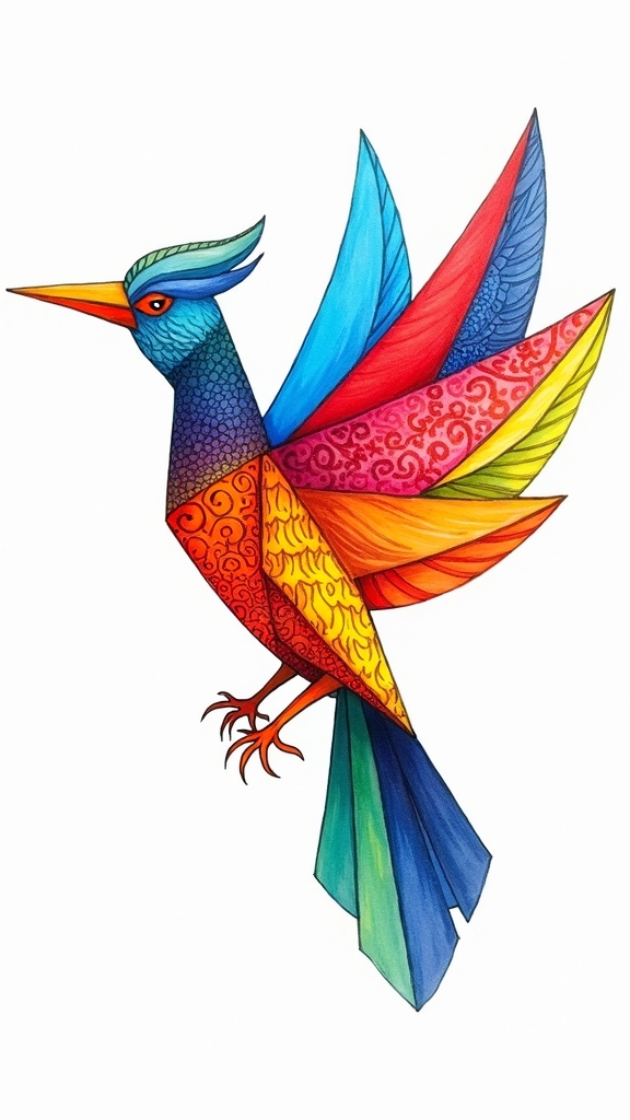 geometric bird doodle design