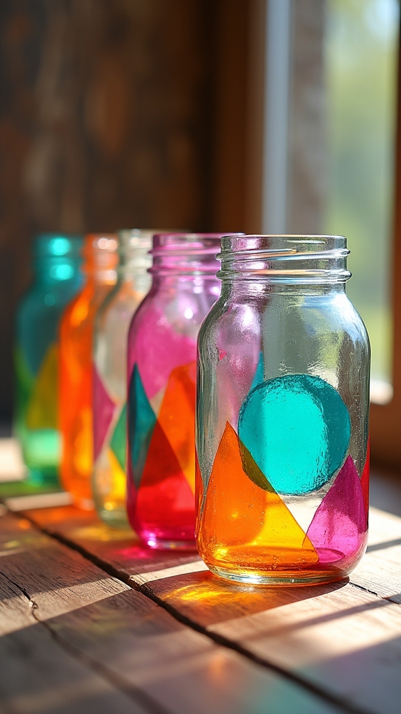 geometric glass jar upcycling