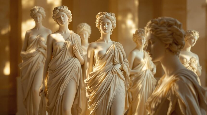 graceful mythological female statues