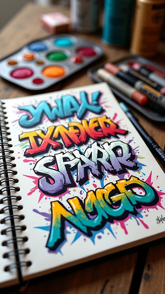 graffiti lettering bursts vibrantly
