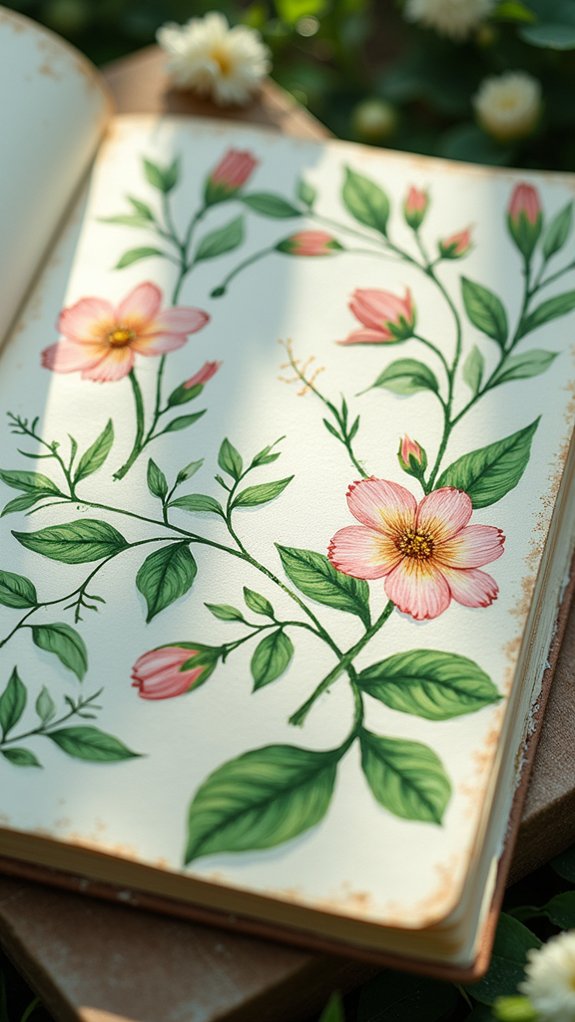 hand painted botanical sketchbook covers