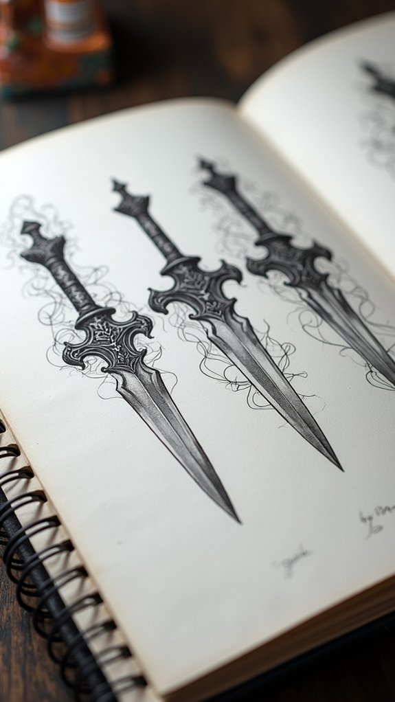 intricate gothic dagger symbolism