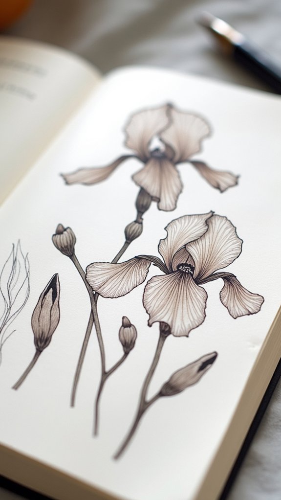 iris sketching with elegance