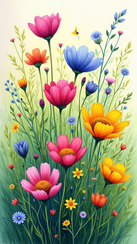 joyful colorful flower adventure