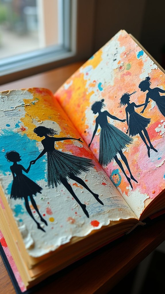 layered collage with silhouettes