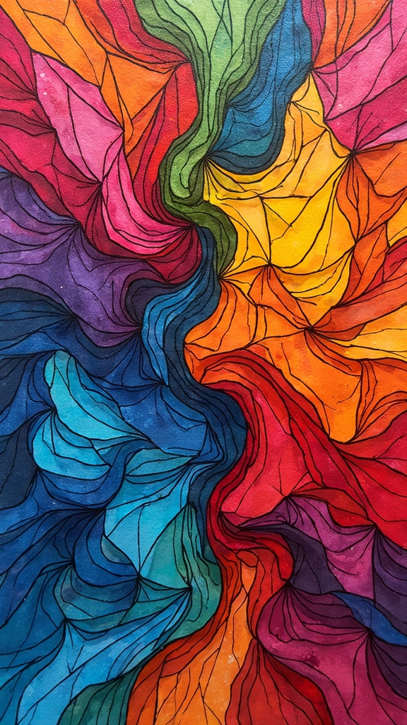 layered geometric shapes technique