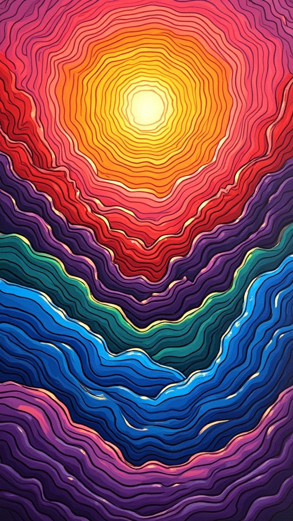 layered rainbow landscapes created