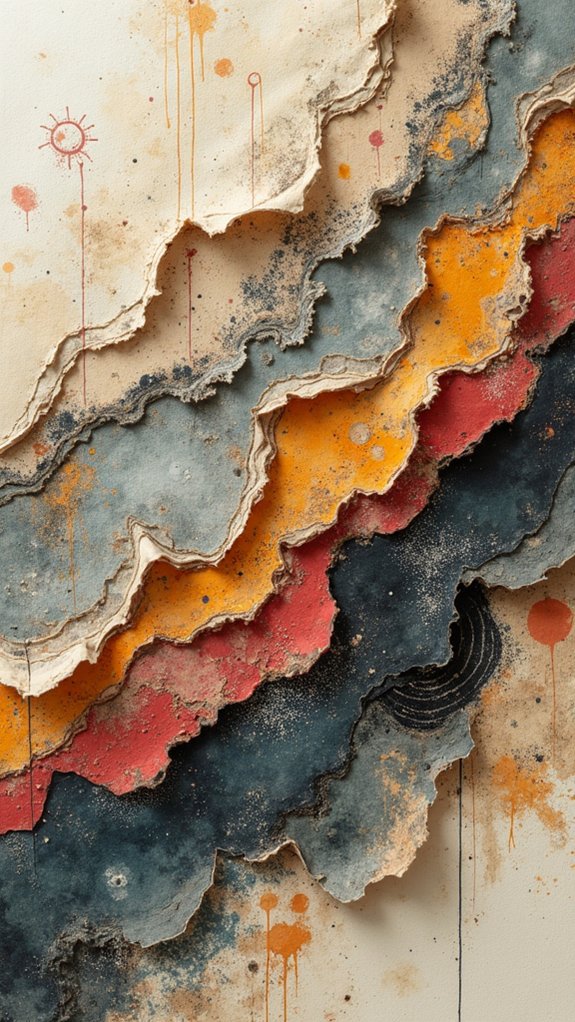 layered textured paper art