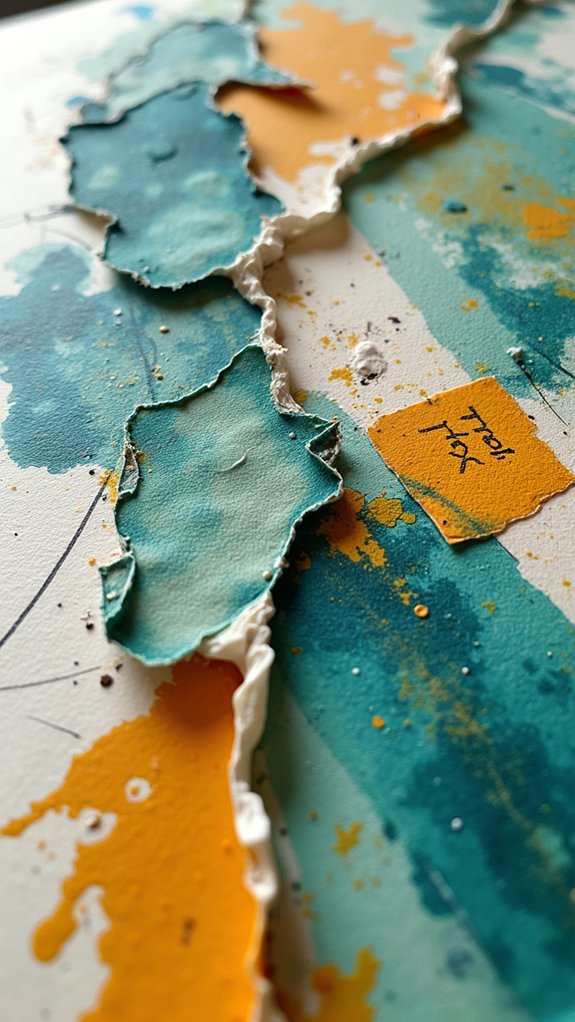 layering paint and paper