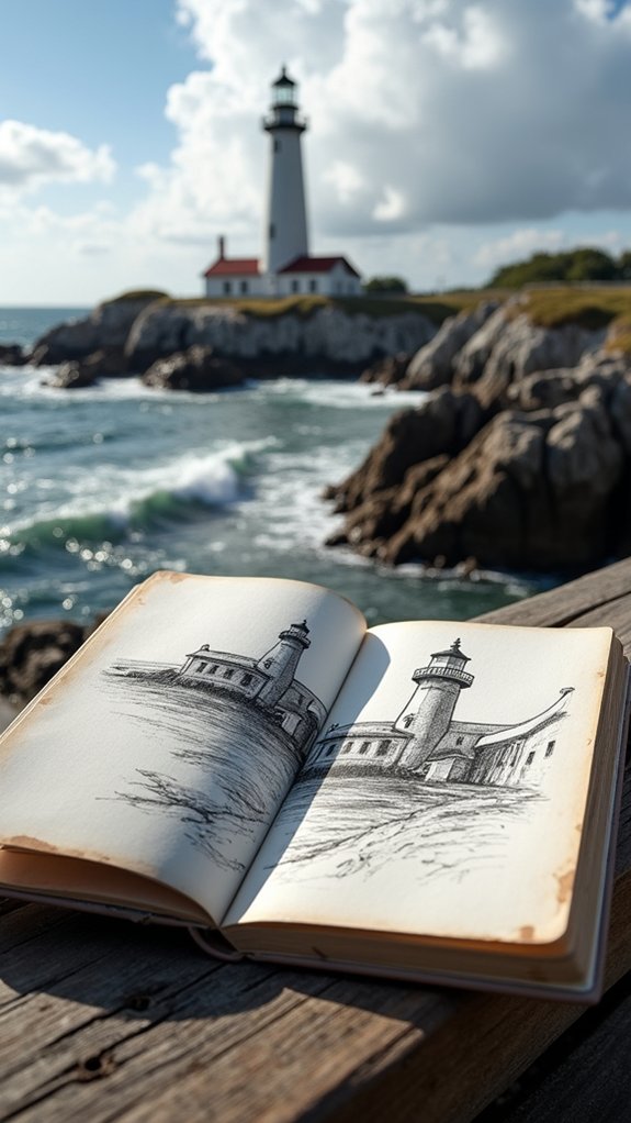 lighthouse rocky shore drama