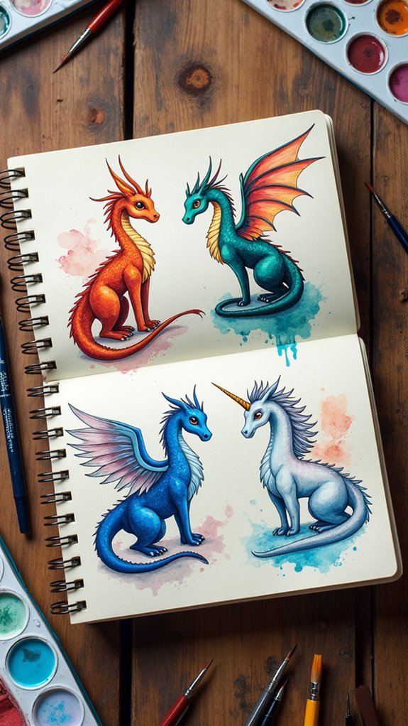magical watercolor creature illustrations