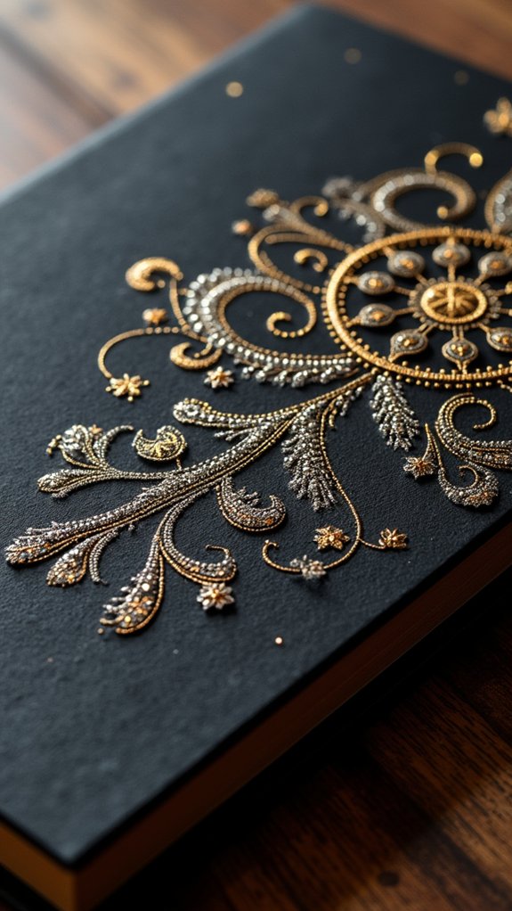 metallic designs on black
