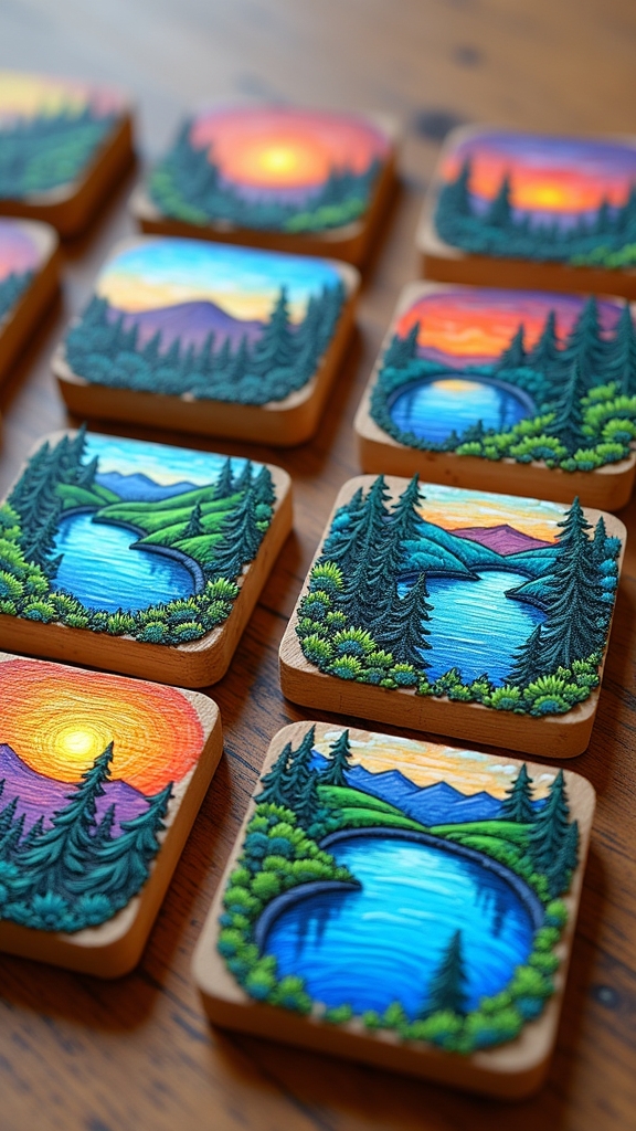 mini wood landscape painting
