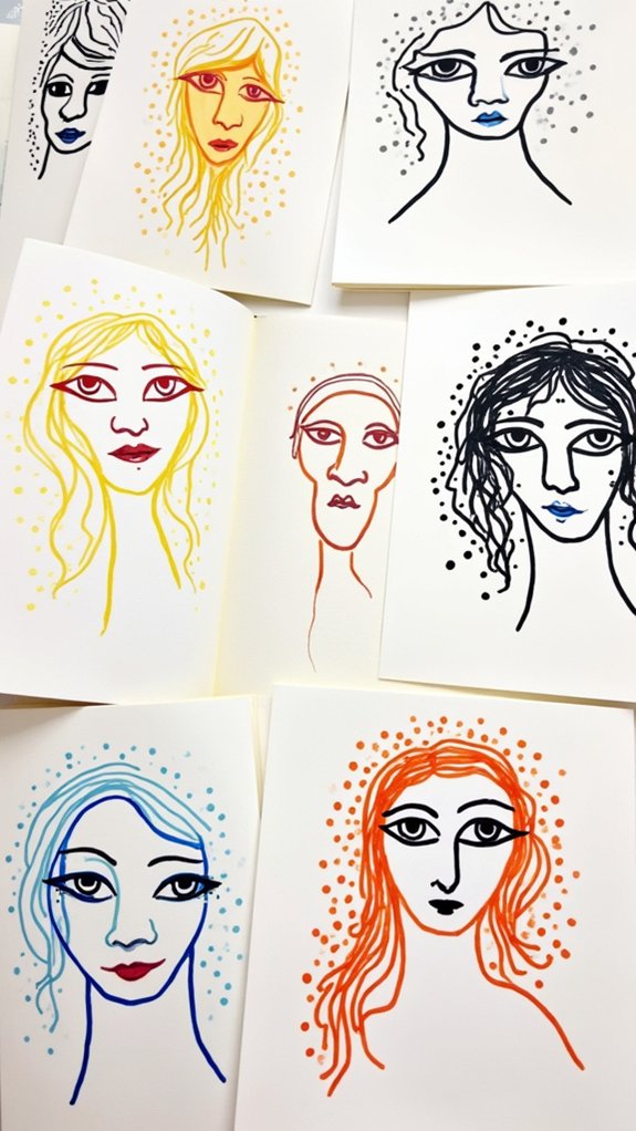 minimalist faces with markers