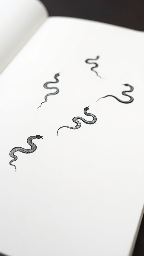 minimalist snake outline tattoos