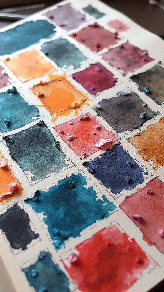 mixed media texture swatching