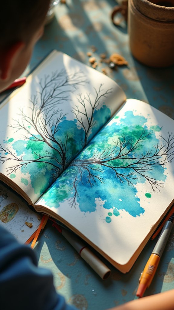 mixing ink watercolor collage