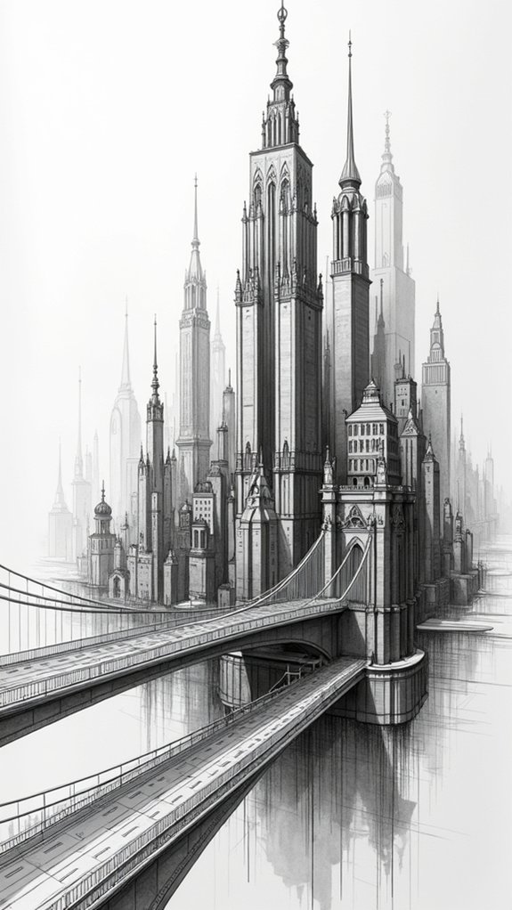 monochrome architectural sketch artistry