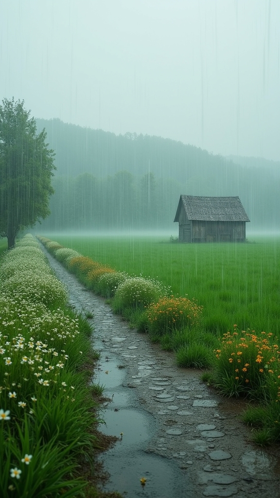 moody rainy countryside magic
