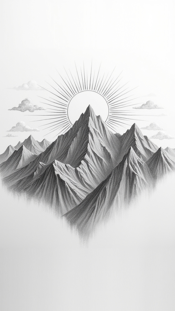 mountain sunrise drawing techniques