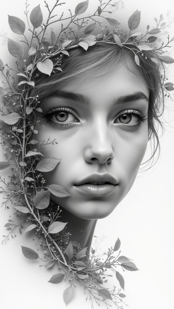 nature infused pencil portraits