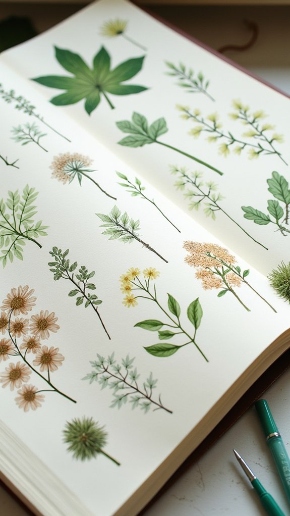 organized botanical art display
