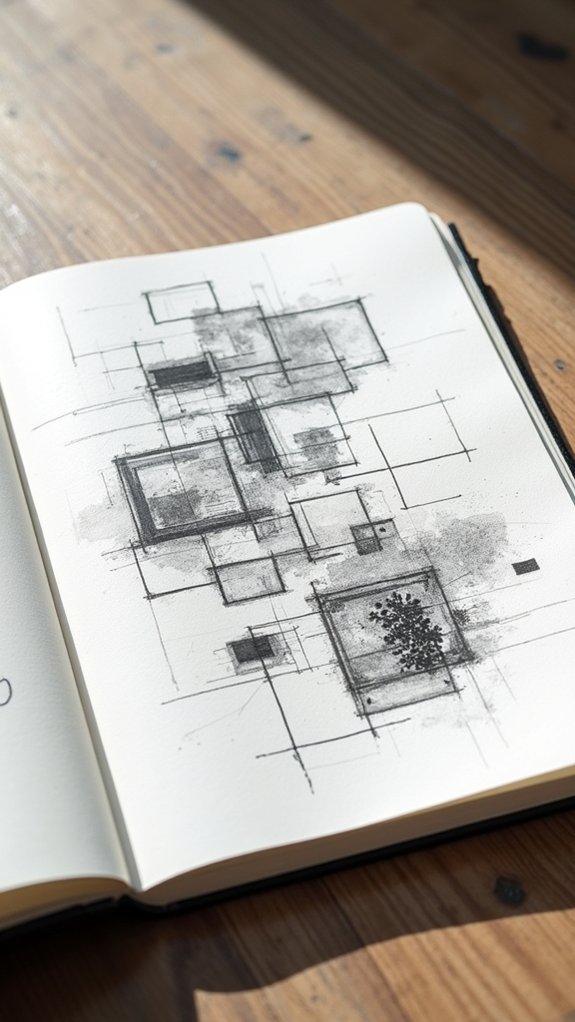 organizing sketches with boxes