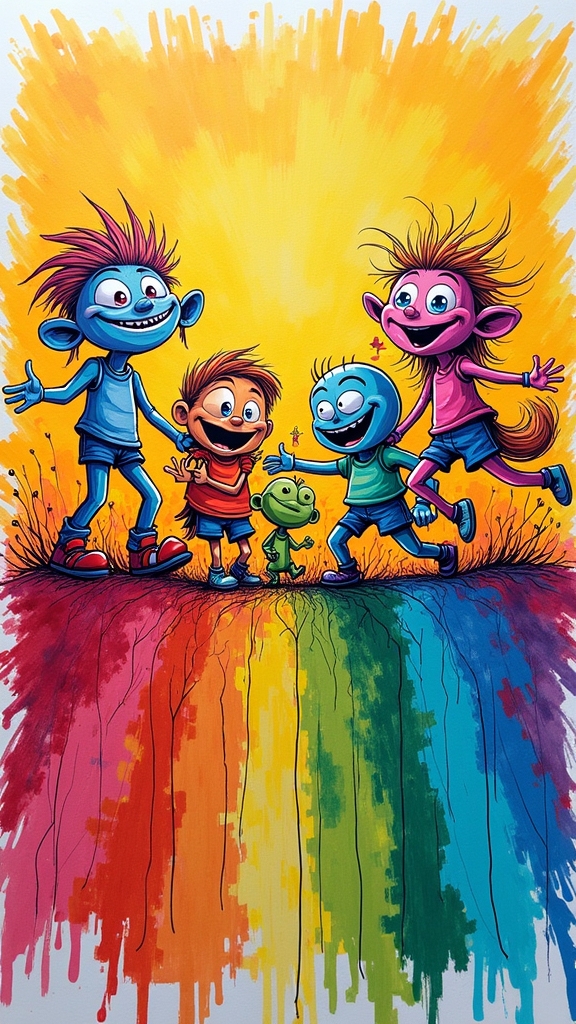 playful cartoon character drawing
